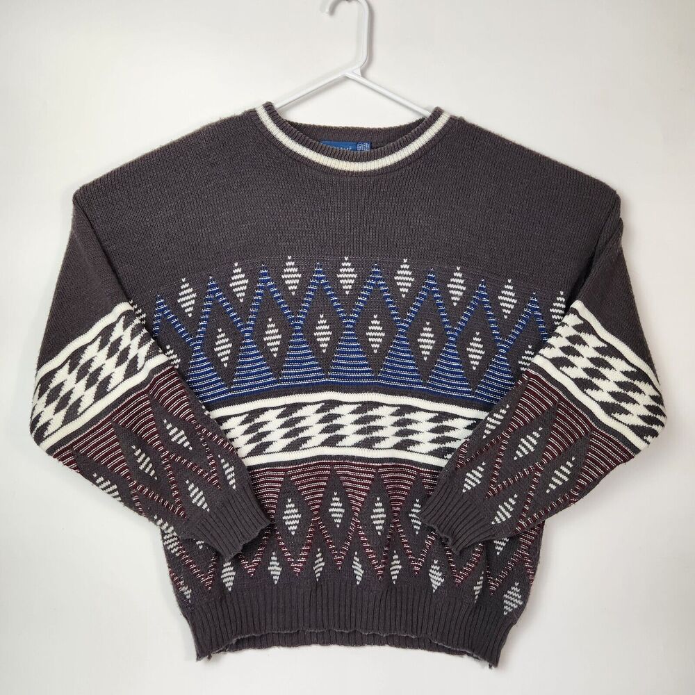 Vtg 90s Eclectic Sweater Mens XL Southwestern Aztec Boho Navajo Knitted Retro